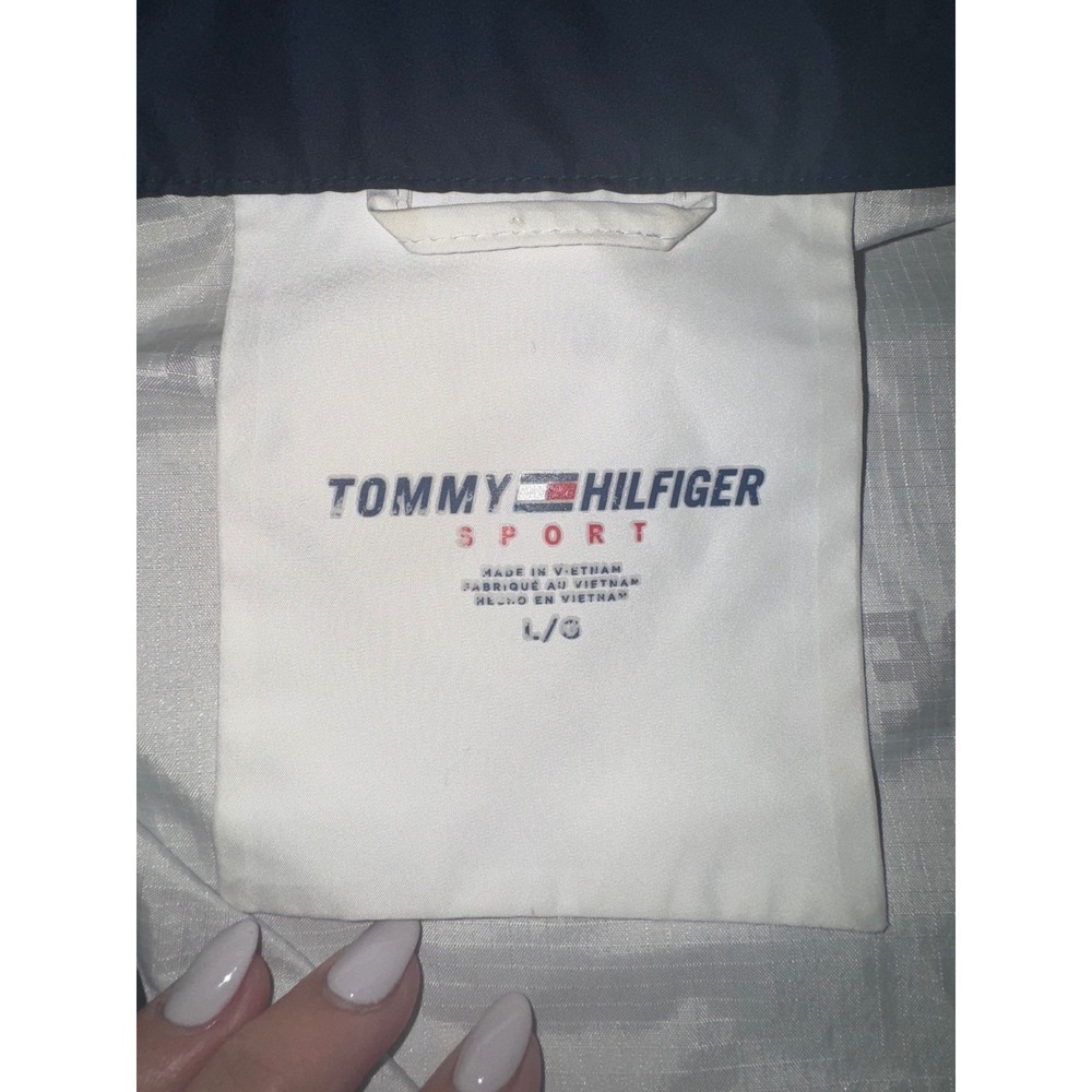 Tommy Hilfiger Sport Men Silver Metallic Colorblock Windbreaker Jacket LG - Picture 8 of 9